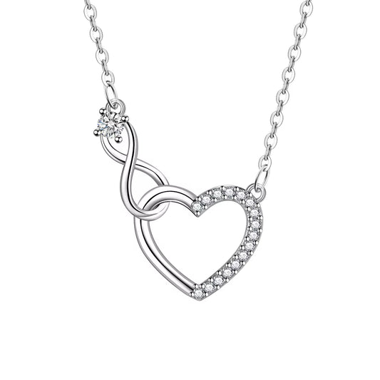 925 Sterling Silver Zircon Heart Interlocking Necklaces for Women Luxury Quality Jewelry Gift Female Gaabou